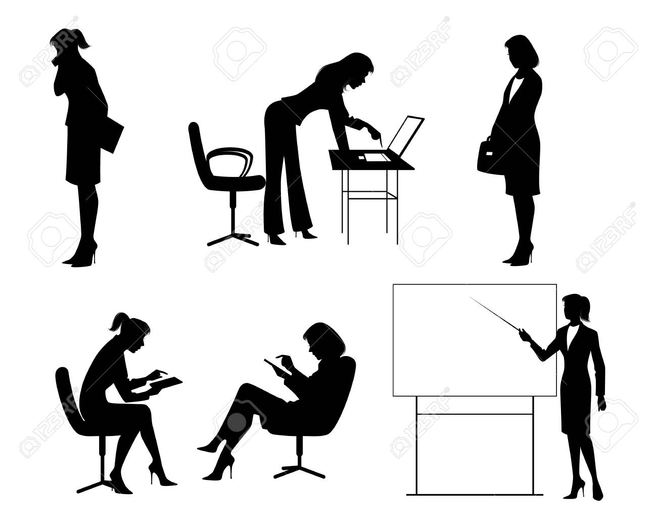 6 ビジネスウーマンのシルエットのイラスト のイラスト素材 ベクタ Image
