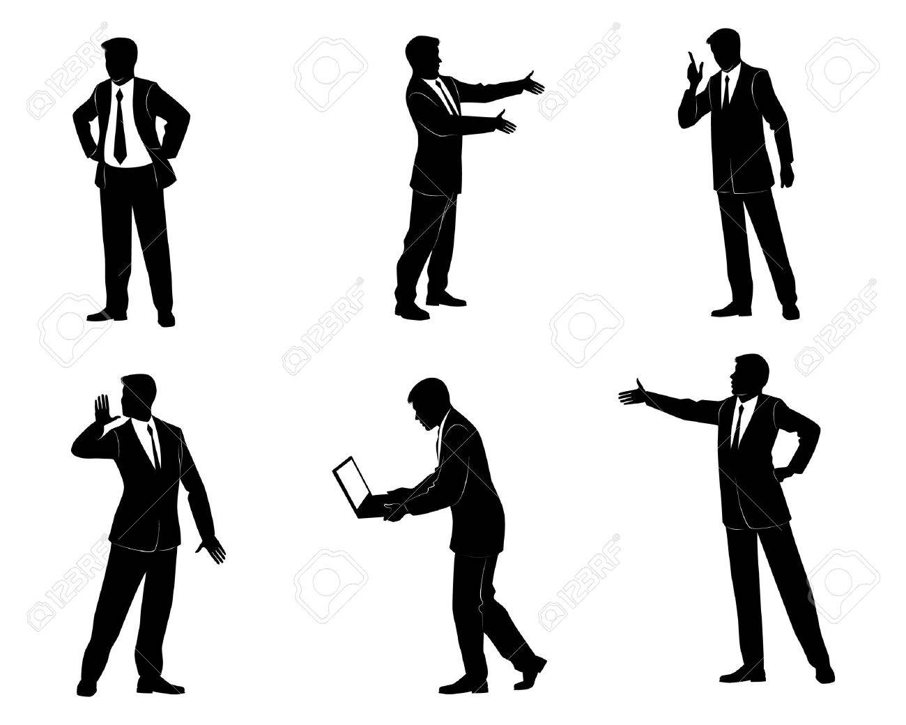 Vector Illustration Of A Six Businessman Silhouettes Royalty Free Cliparts Vectors And Stock Illustration Image