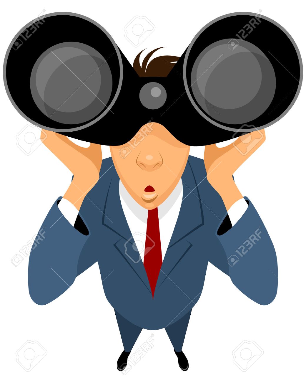 look through binoculars