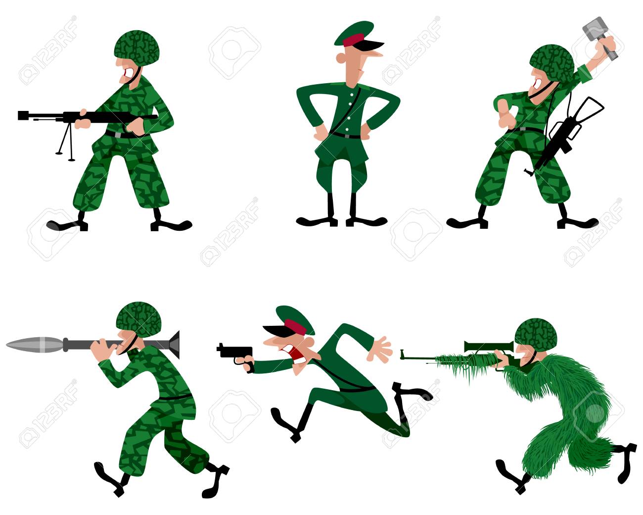 Vector Ilustracion De Un Militar De Seis Ilustraciones Vectoriales Clip Art Vectorizado Libre De Derechos Image