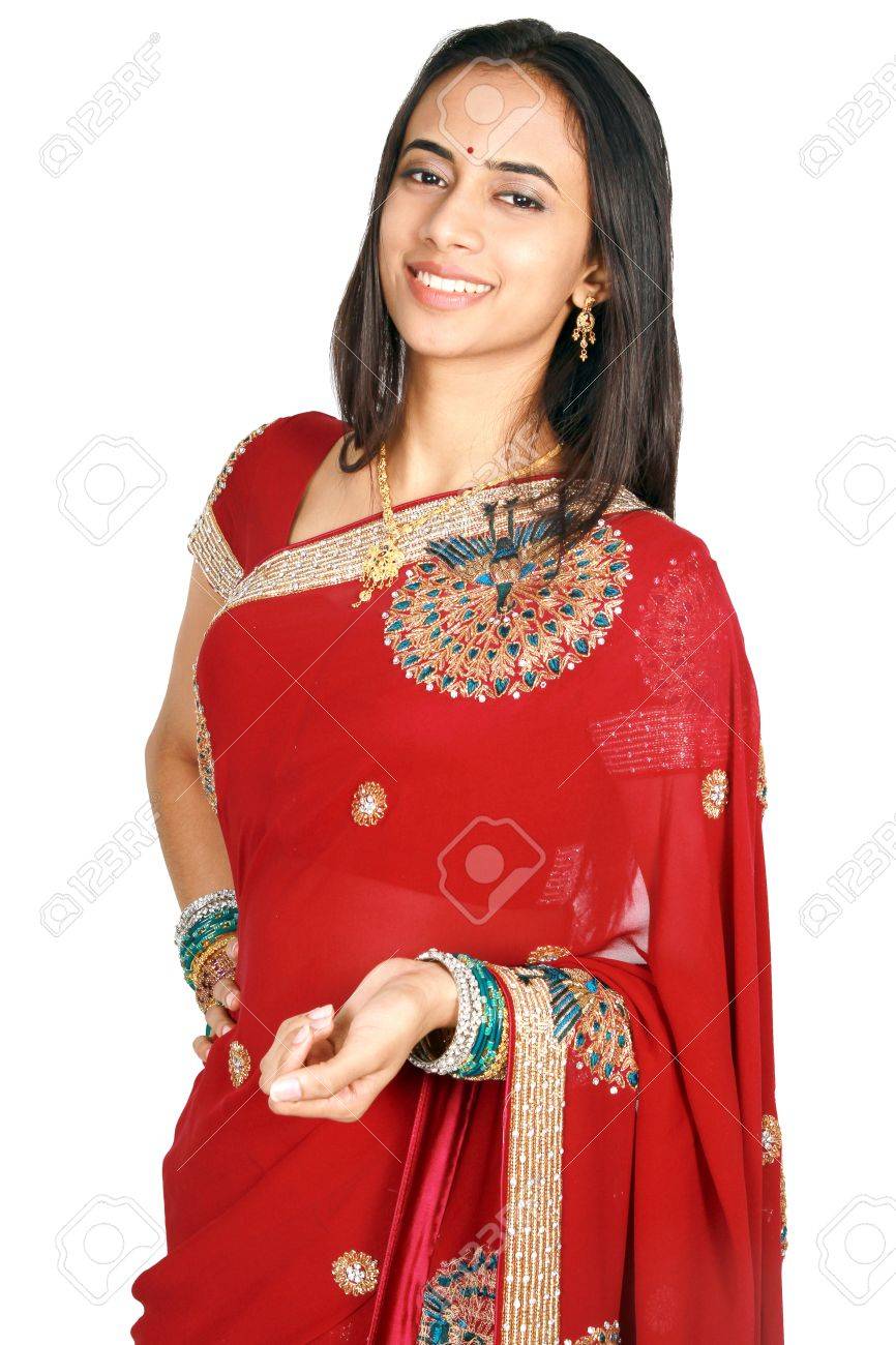 Stock Photo Young Indian Girl In Traditional Clothing Isolated On A White Background Stock Photo Young Indian Girl In Traditional Clothing Isolated On A White Background