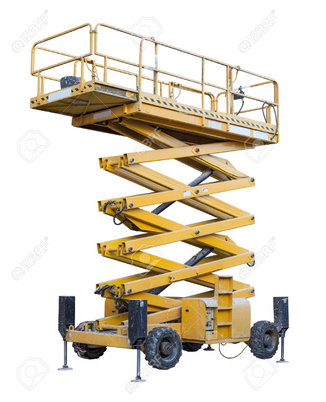 Eine Gelbe Schere Heben Isoliert Auf Weißem Hintergrund Lizenzfreie Fotos,  Bilder und Stock Fotografie. Image 37257282.