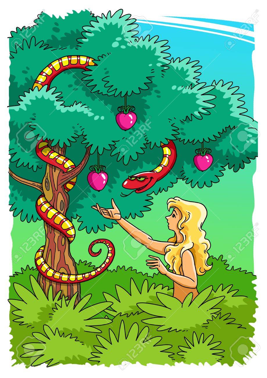 Le Serpent Tente Eve De Prendre Le Fruit Défendu De Larbre De La Connaissance Du Bien Et Du Mal Dans Le Jardin Deden - 