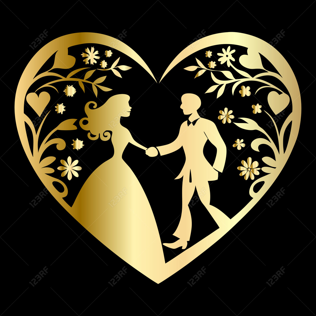 Silhouette Of The Bride And Groom In The Shape Of A Heart Royalty Free SVG,  Cliparts, Vectors, and Stock Illustration. Image 235729236., image size:1300x1300