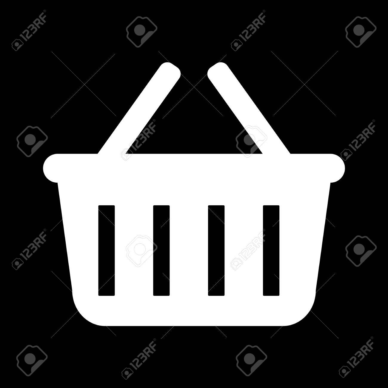 shopping basket icon white on the black royalty free cliparts