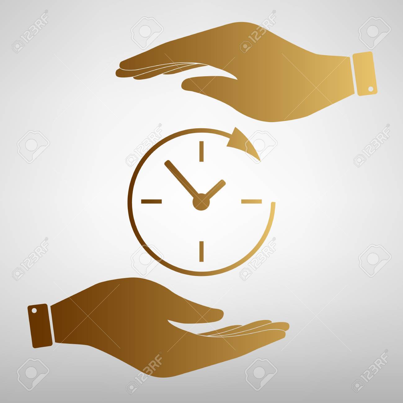 Service And Support For Customers Around The Clock And 24 Hours Save Or Protect Symbol By Hands Golden Effect Royalty Free Cliparts Vectors And Stock Illustration Image