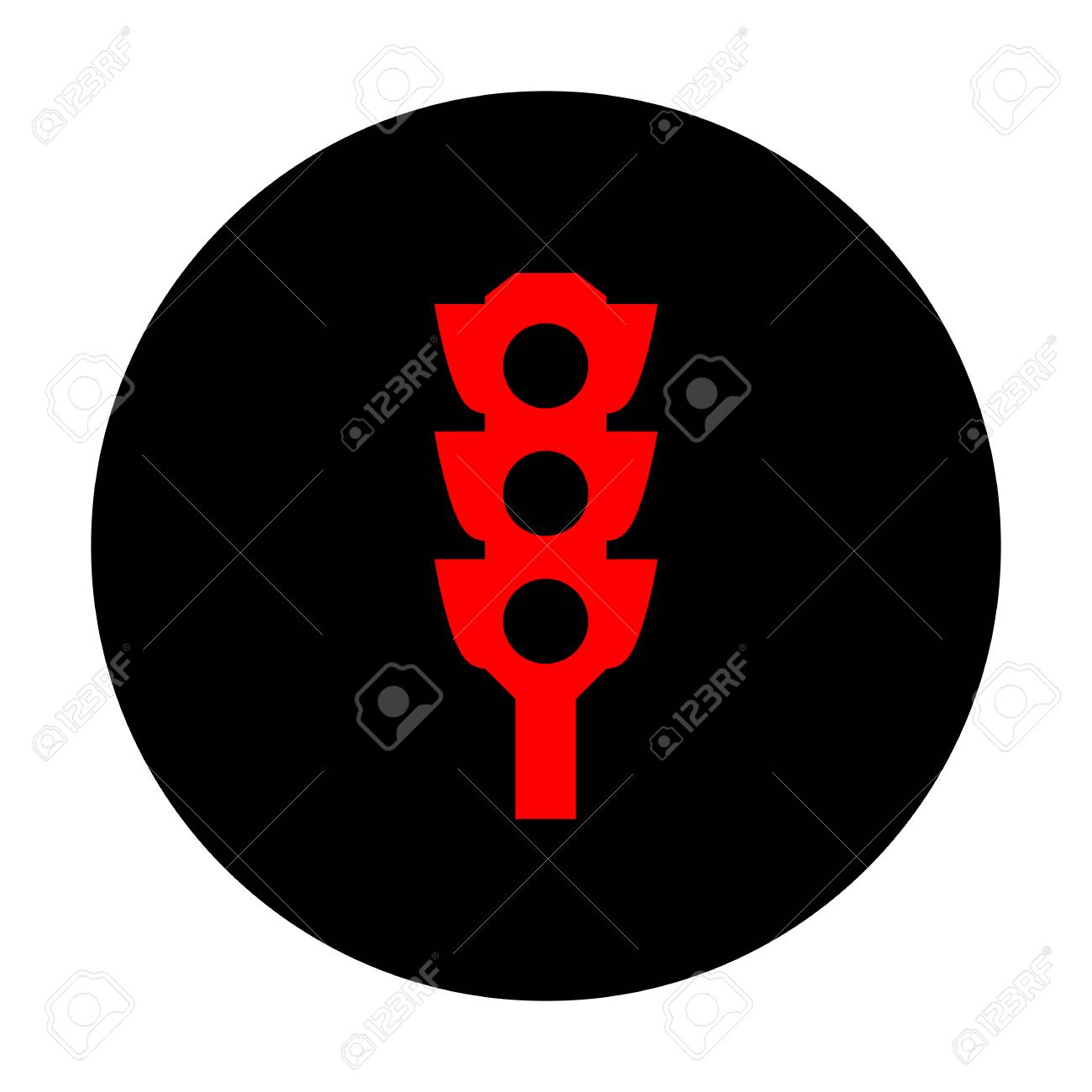 信号機の標識です 黒いフラット丸に赤いベクトルのアイコン のイラスト素材 ベクタ Image
