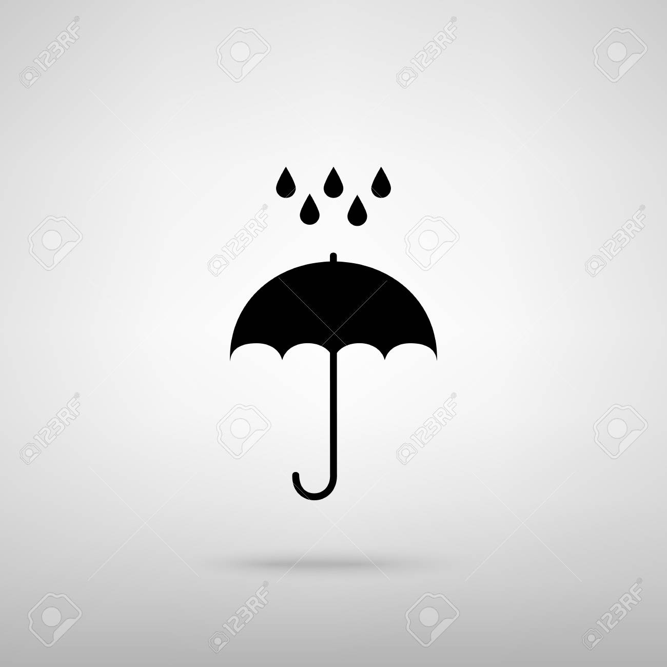 Paraguas Con Gotas De Agua Símbolo De Protección De Lluvia Estilo De Diseño Plano Negro Con Sombra En Gris Ilustraciones Vectoriales Clip Art Vectorizado Libre De Derechos Image 56606780