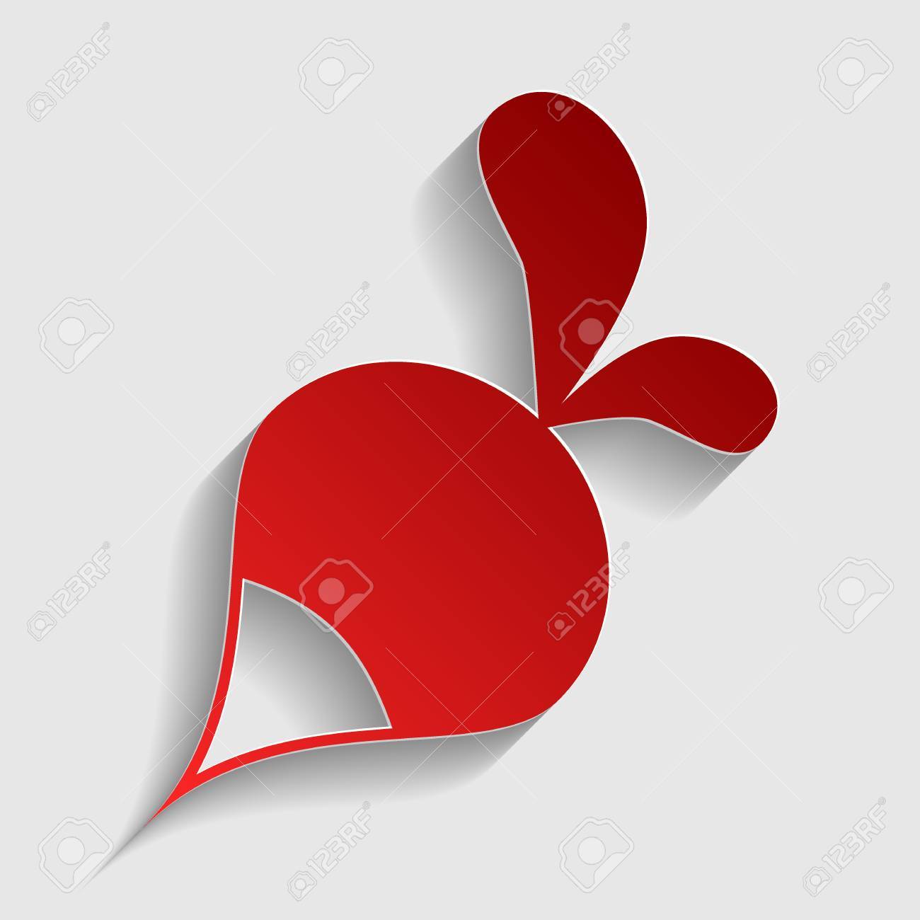 大根の簡単な印 灰色の影で赤い紙スタイル アイコン のイラスト素材 ベクタ Image