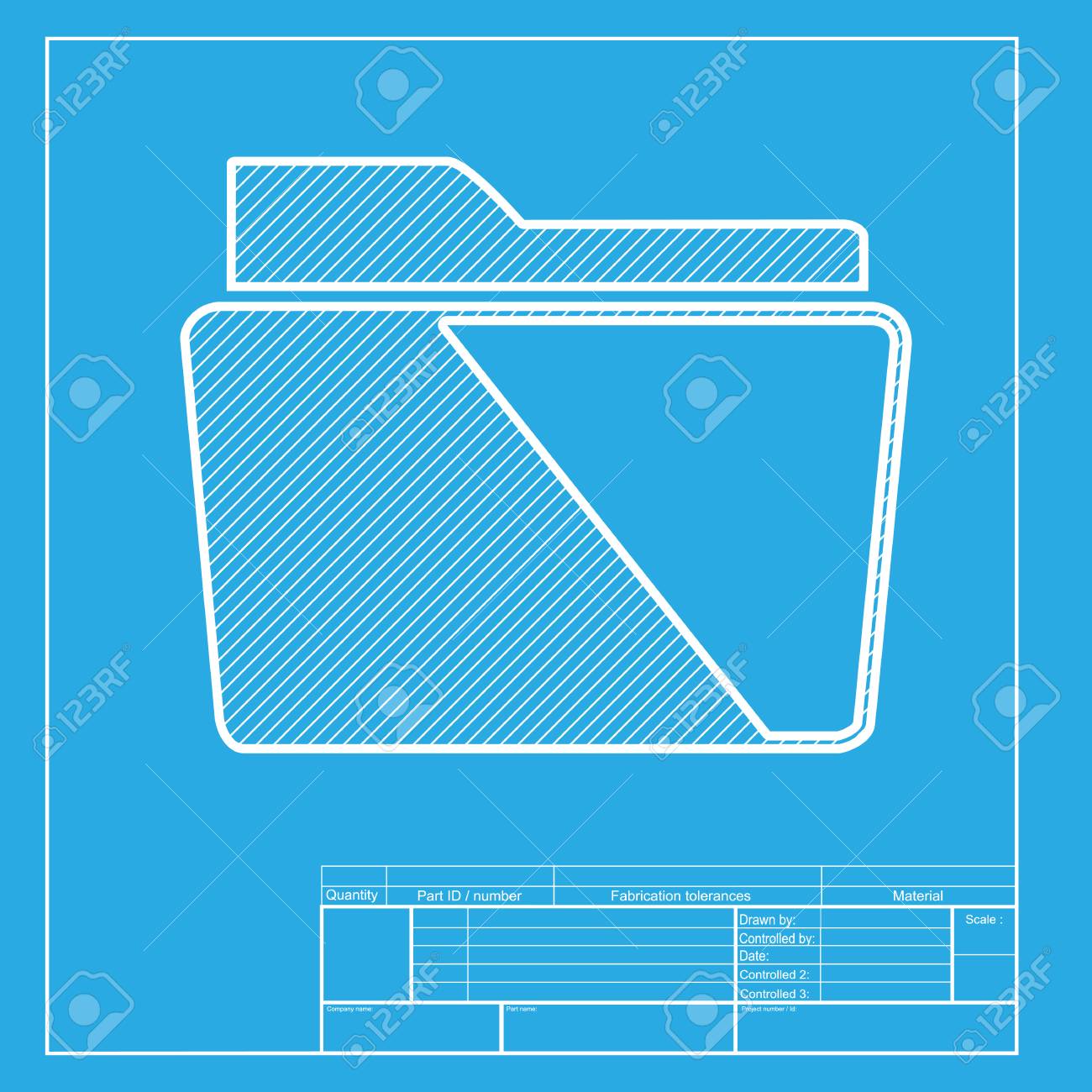 folder sign illustration white section of icon on blueprint