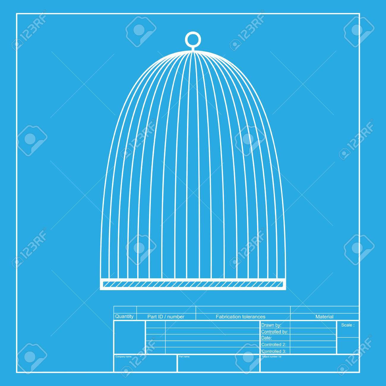 Oiseau Signe Cage Section Blanche De Licône Sur Le Modèle De Plan