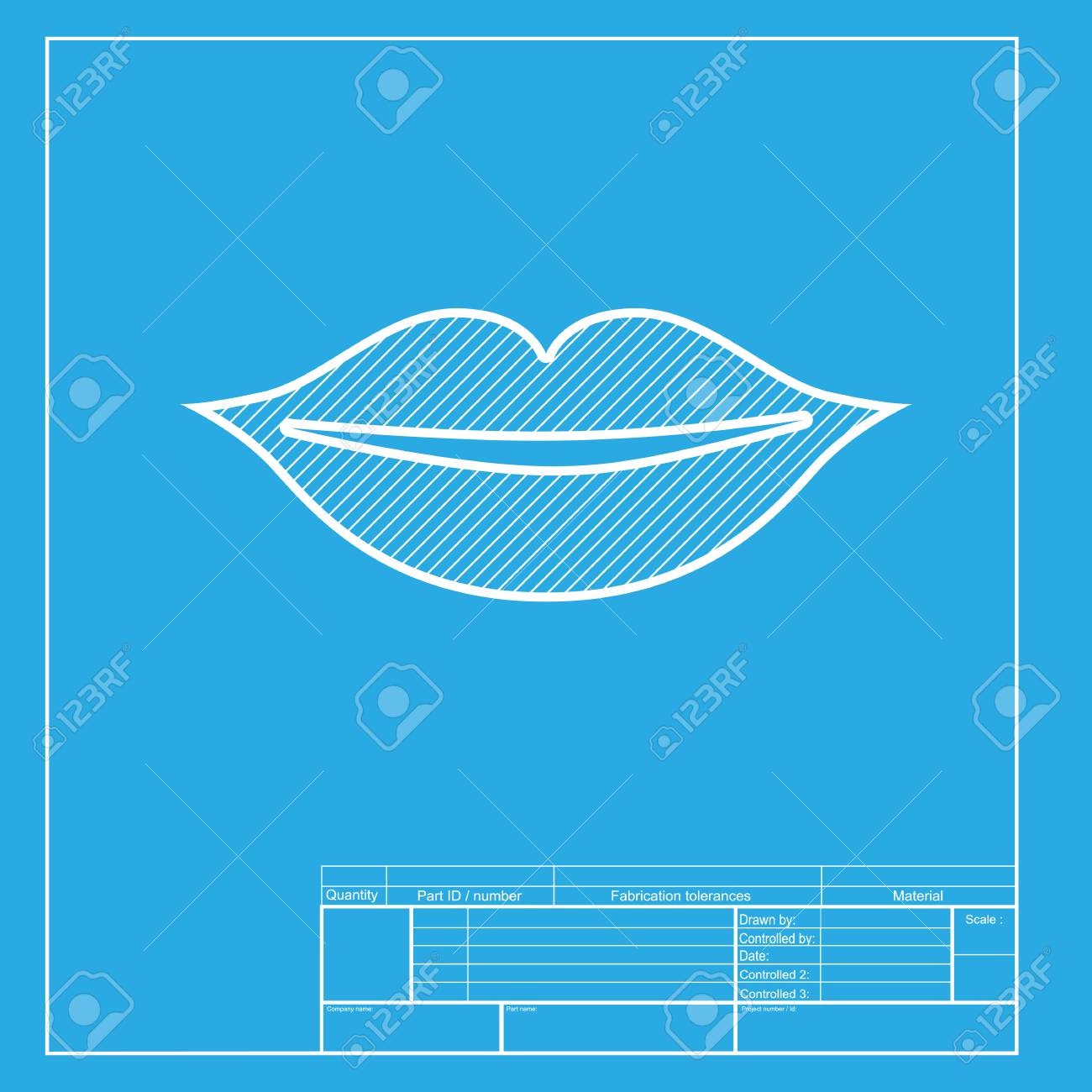 lips sign illustration white section of icon on blueprint template