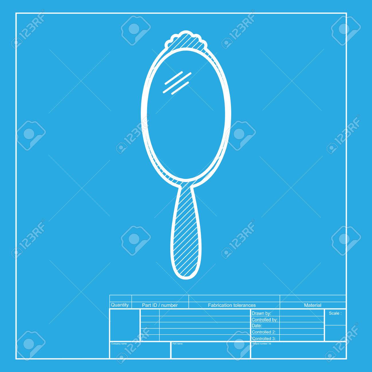 Hand Mirror Sign. White Section Of Icon On Blueprint Template. Royalty Free  SVG, Cliparts, Vectors, and Stock Illustration. Image 58755085., image size:1300x1300