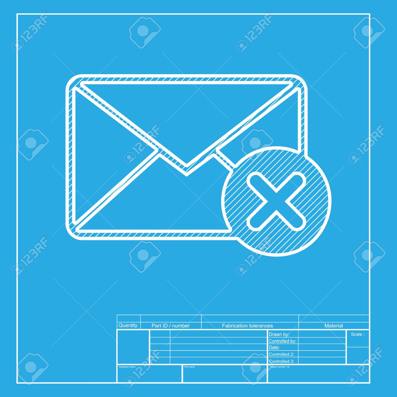 Cacel マークが付いたメール記号図 設計テンプレートのアイコンの白い