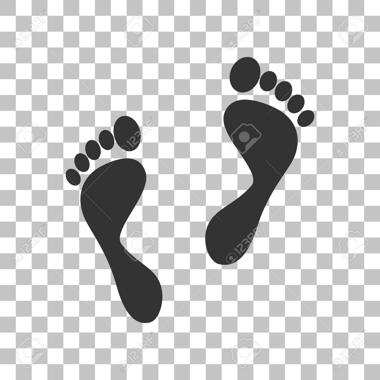 足は 記号を印刷します 透明な背景に暗い灰色のアイコン のイラスト素材 ベクタ Image