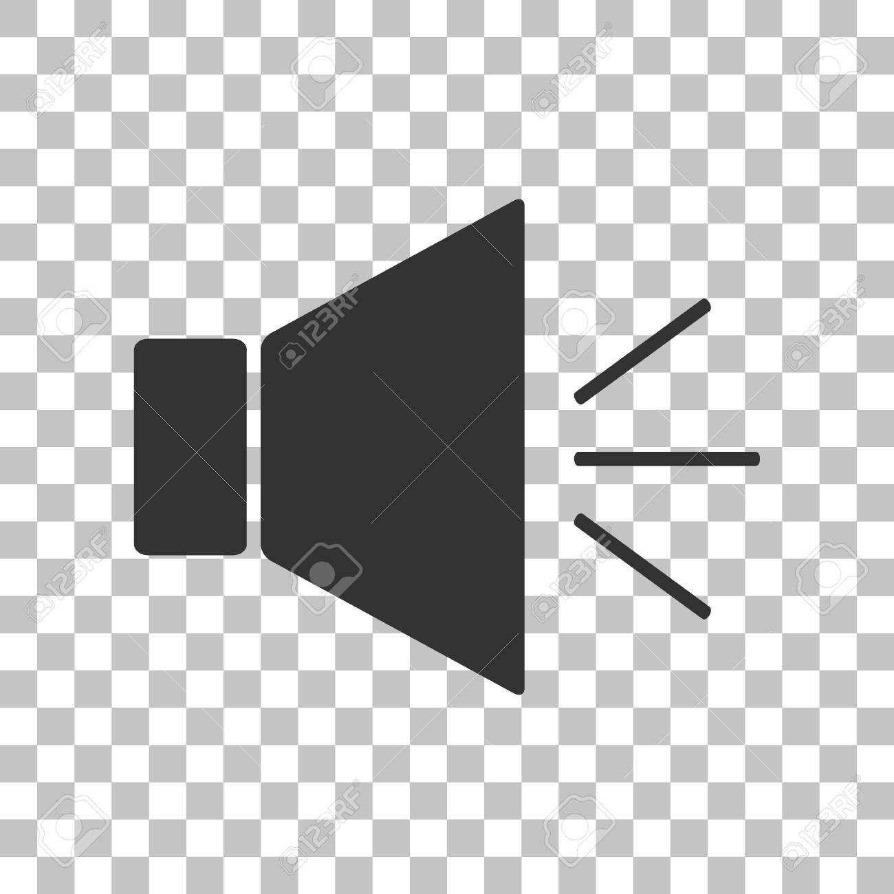 ミュート マークとサイン音のイラスト 透明な背景に暗い灰色のアイコン のイラスト素材 ベクタ Image