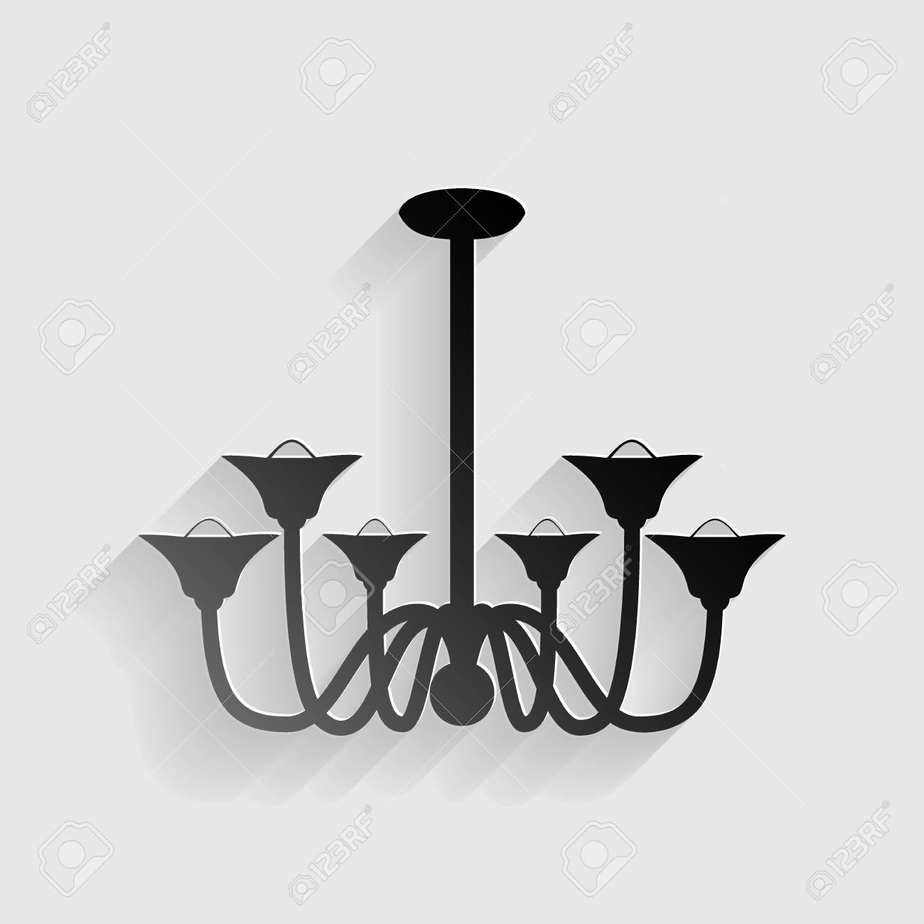 Chandelier Simple Sign Black Paper With Shadow On Gray Background Chandelier Simple Sign Black Paper With Shadow On Gray Background Stock Vector 60327343