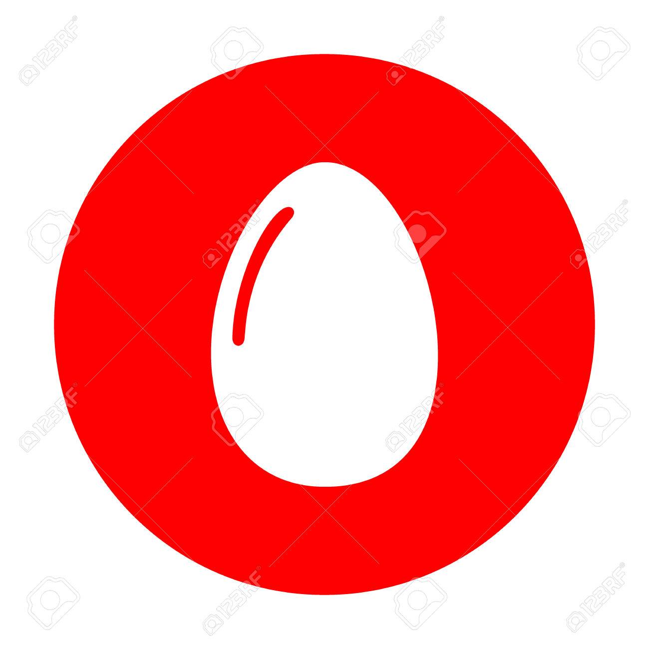 ニワトリの卵の標識です 赤い丸に白いアイコン のイラスト素材 ベクタ Image