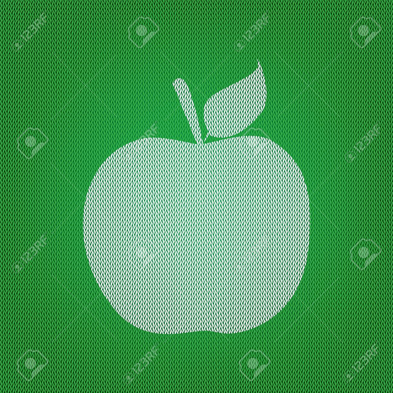 Apple Zeichen Abbildung Weisses Symbol Auf Der Grunen Strickwaren Oder Wolltuchbeschaffenheit Lizenzfrei Nutzbare Vektorgrafiken Clip Arts Illustrationen Image 66124306