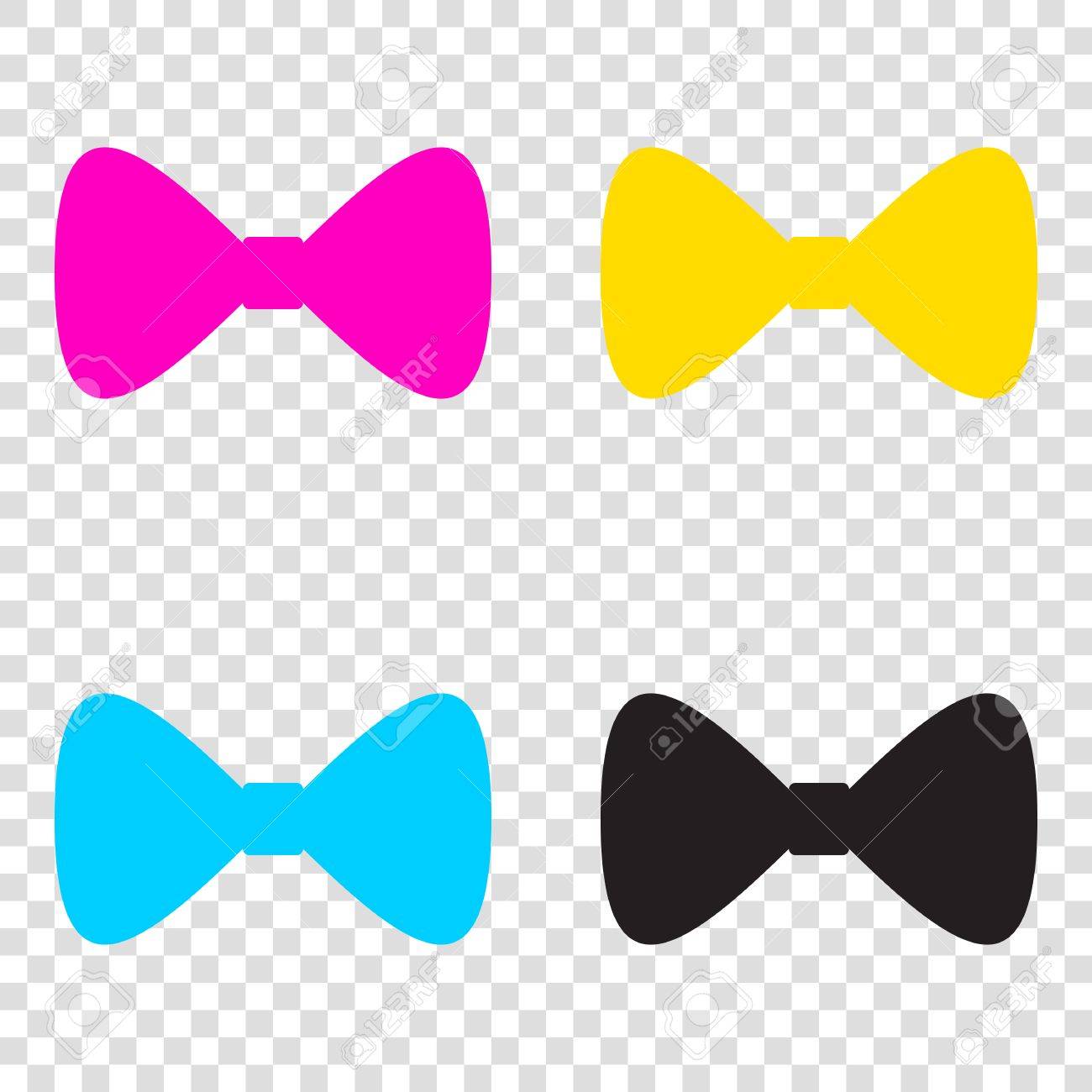 bow tie icon cmyk icons on transparent background cyan magenta tie background
