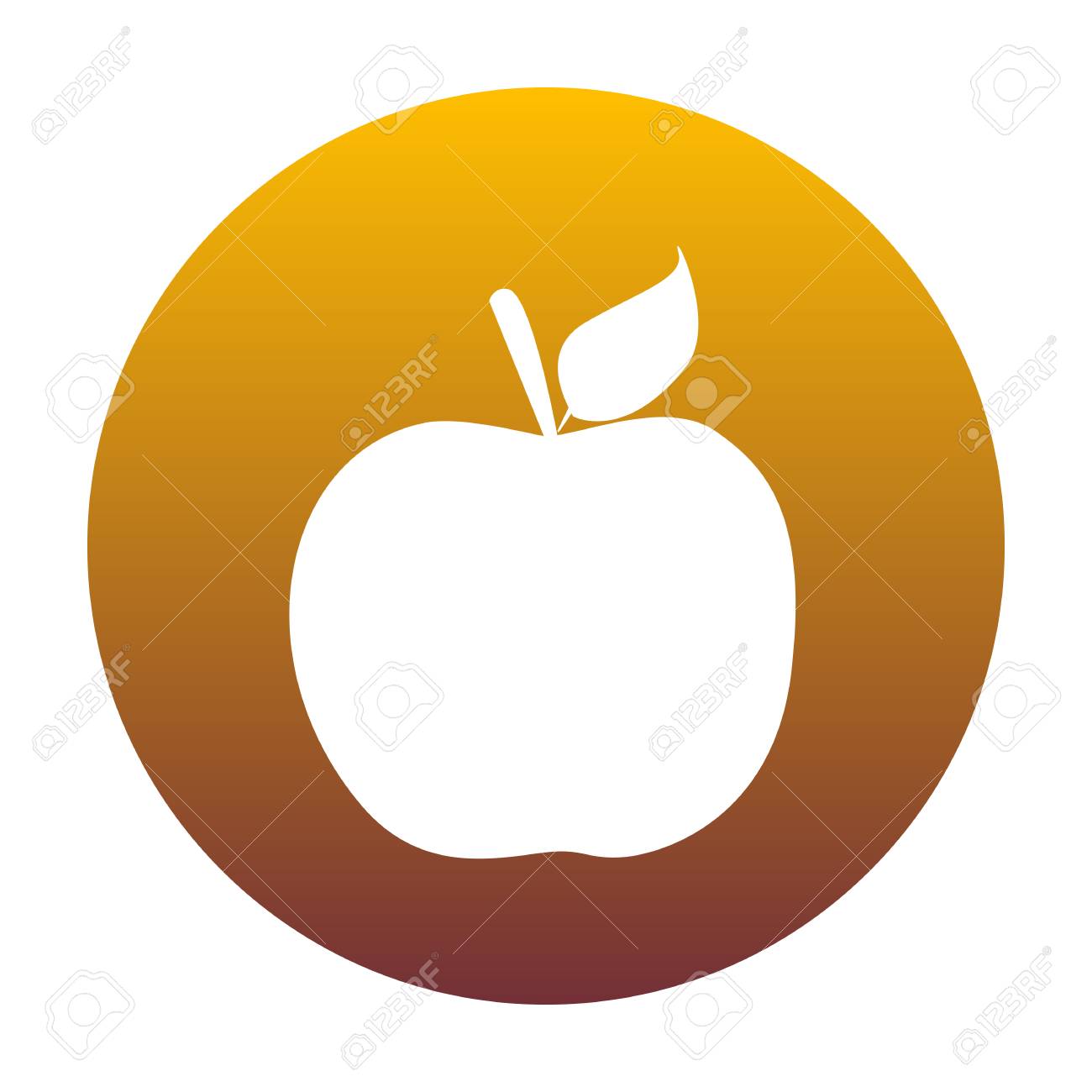 Apple Zeichen Abbildung Weisse Ikone Im Kreis Mit Goldener Steigung Als Hintergrund Isoliert Lizenzfrei Nutzbare Vektorgrafiken Clip Arts Illustrationen Image 71239101