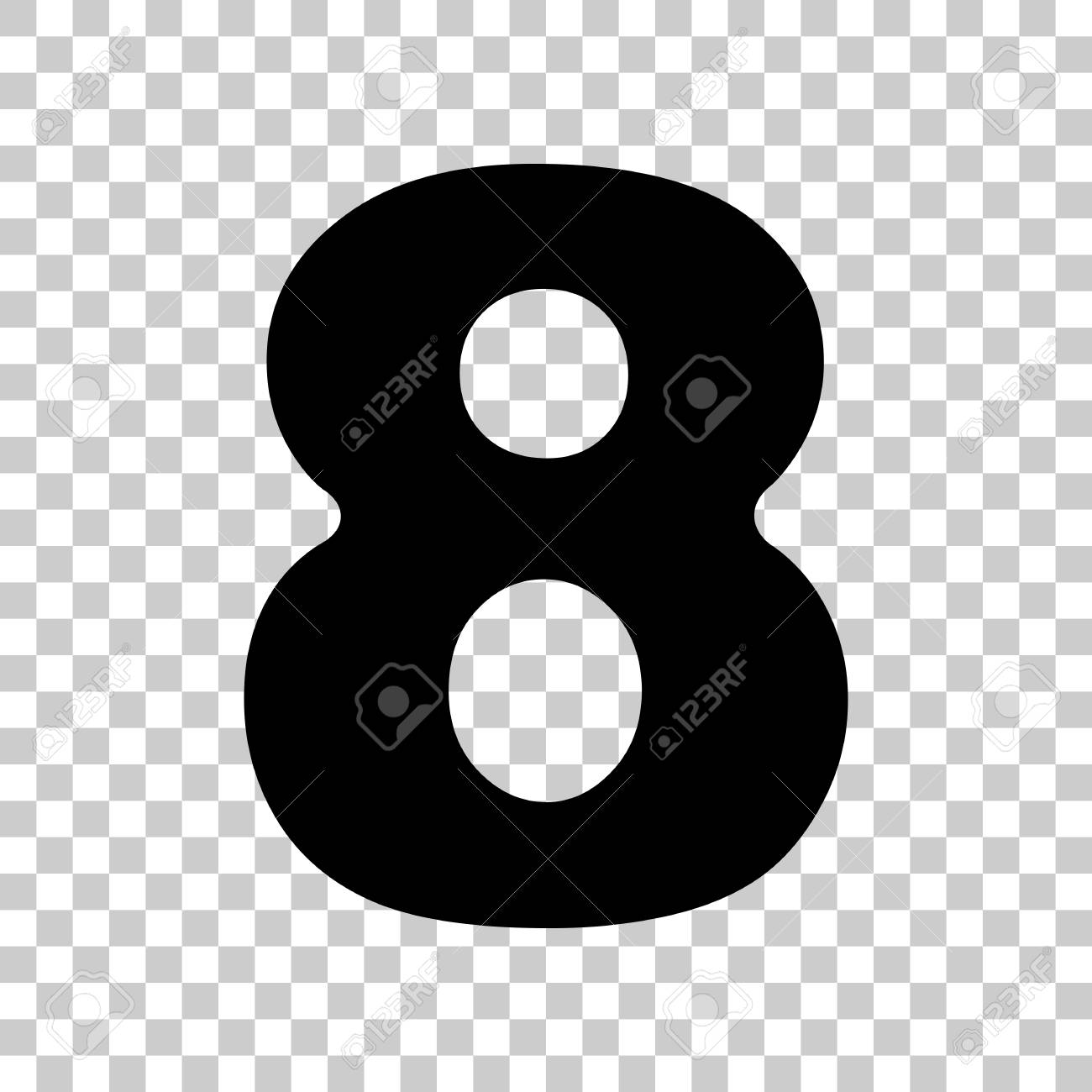 number 8 sign design template element black icon on transparent sign design template