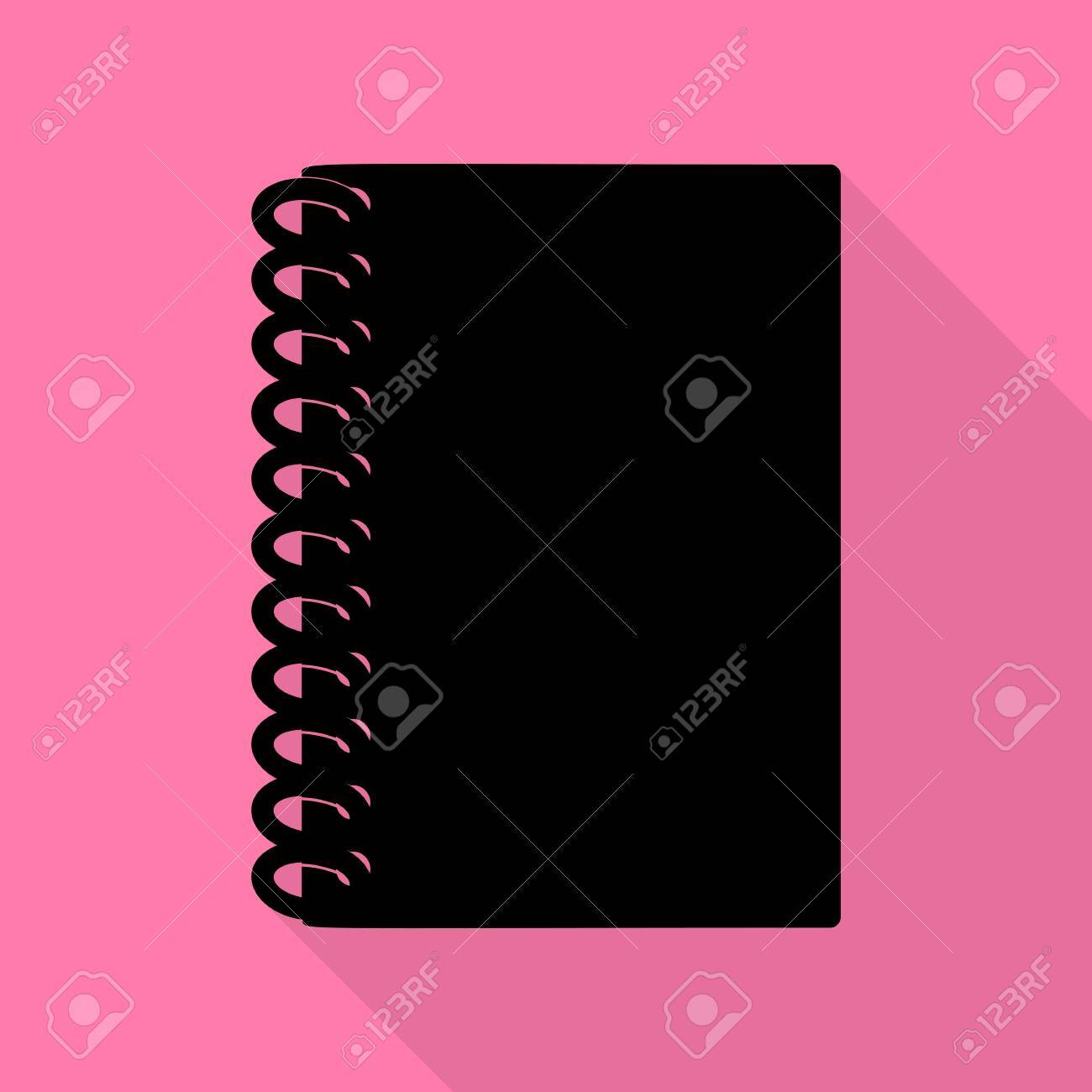 ノート シンプルな標識 ピンクの背景にフラット スタイル シャドウ パスと黒のアイコン のイラスト素材 ベクタ Image