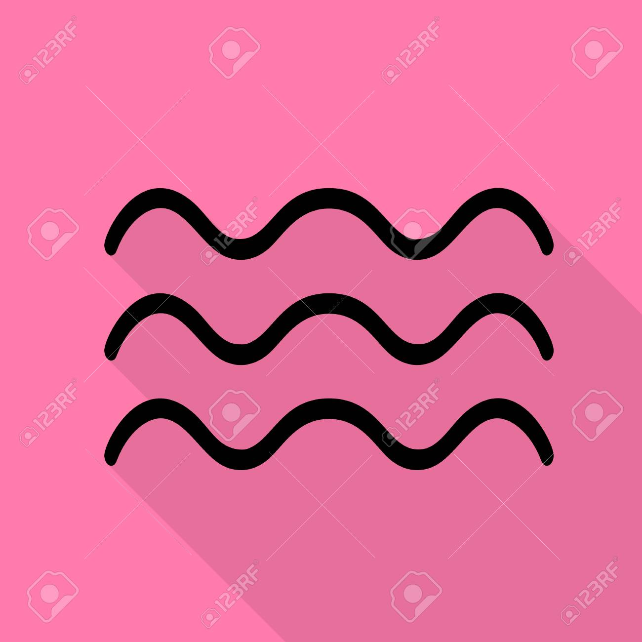 波は署名の図です ピンクの背景にフラット スタイル シャドウ パスと黒のアイコン のイラスト素材 ベクタ Image