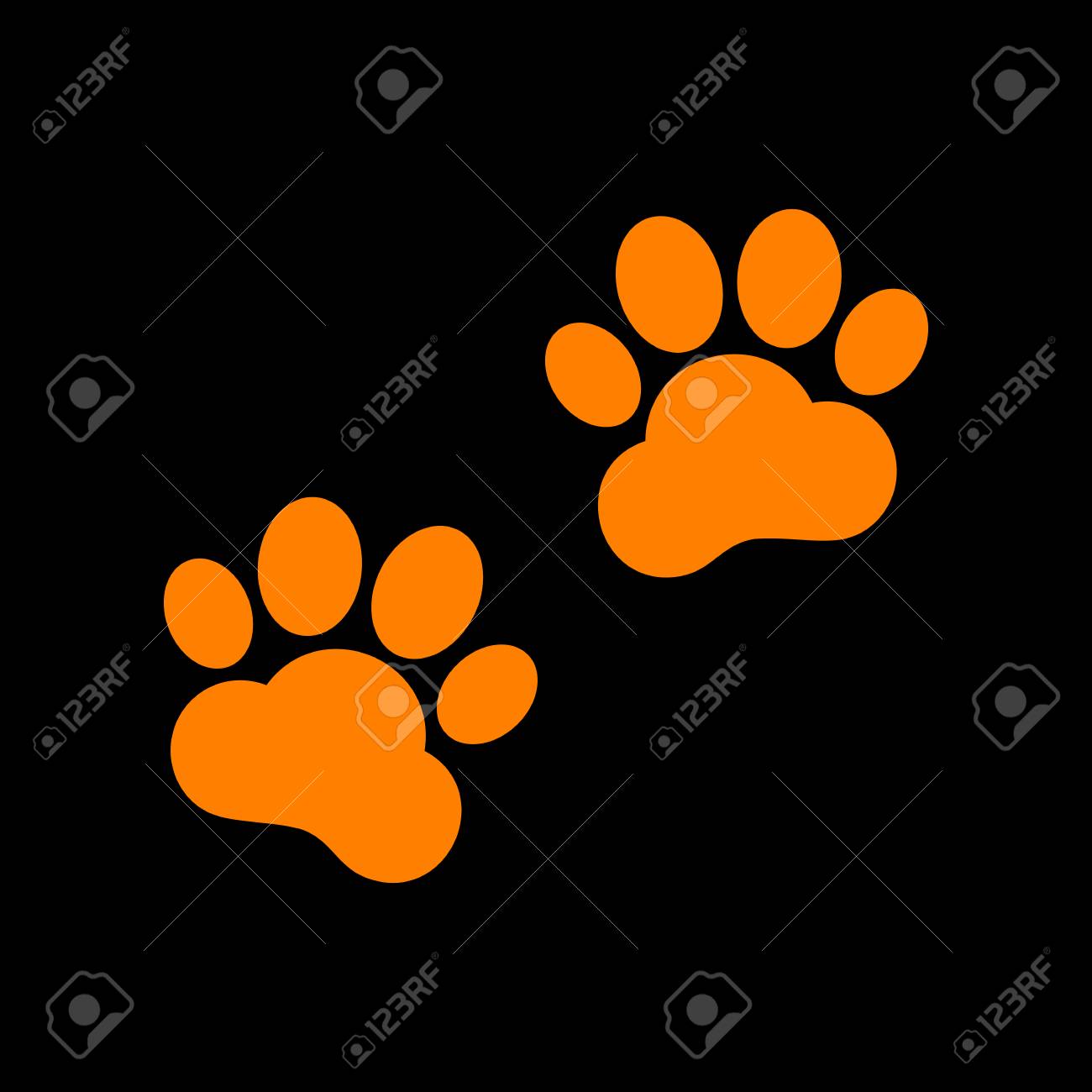 Animal Tracks sign. Orange icon on black background. Old phosphor monitor. CRT. - 73034978 Animal Tracks sign. Orange icon on black background. Old phosphor monitor. CRT. - 73034978