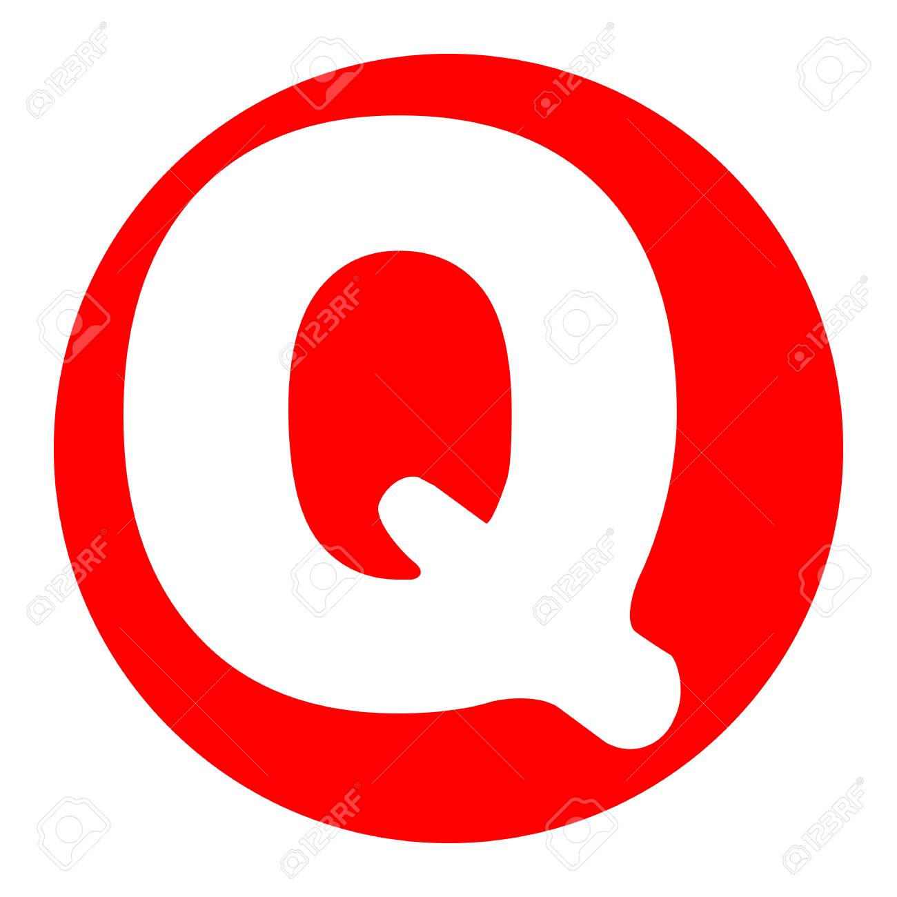 手紙 Q サインはデザイン テンプレートの要素です ベクトル 白地に赤い丸に白いアイコン 分離されました のイラスト素材 ベクタ Image