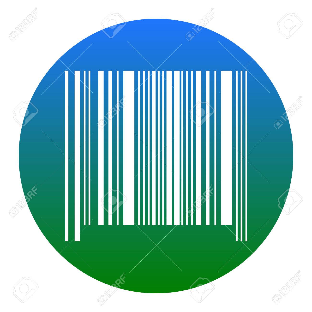 バーコード標識です ベクトル 白い背景の青い円の白のアイコン 分離されました のイラスト素材 ベクタ Image