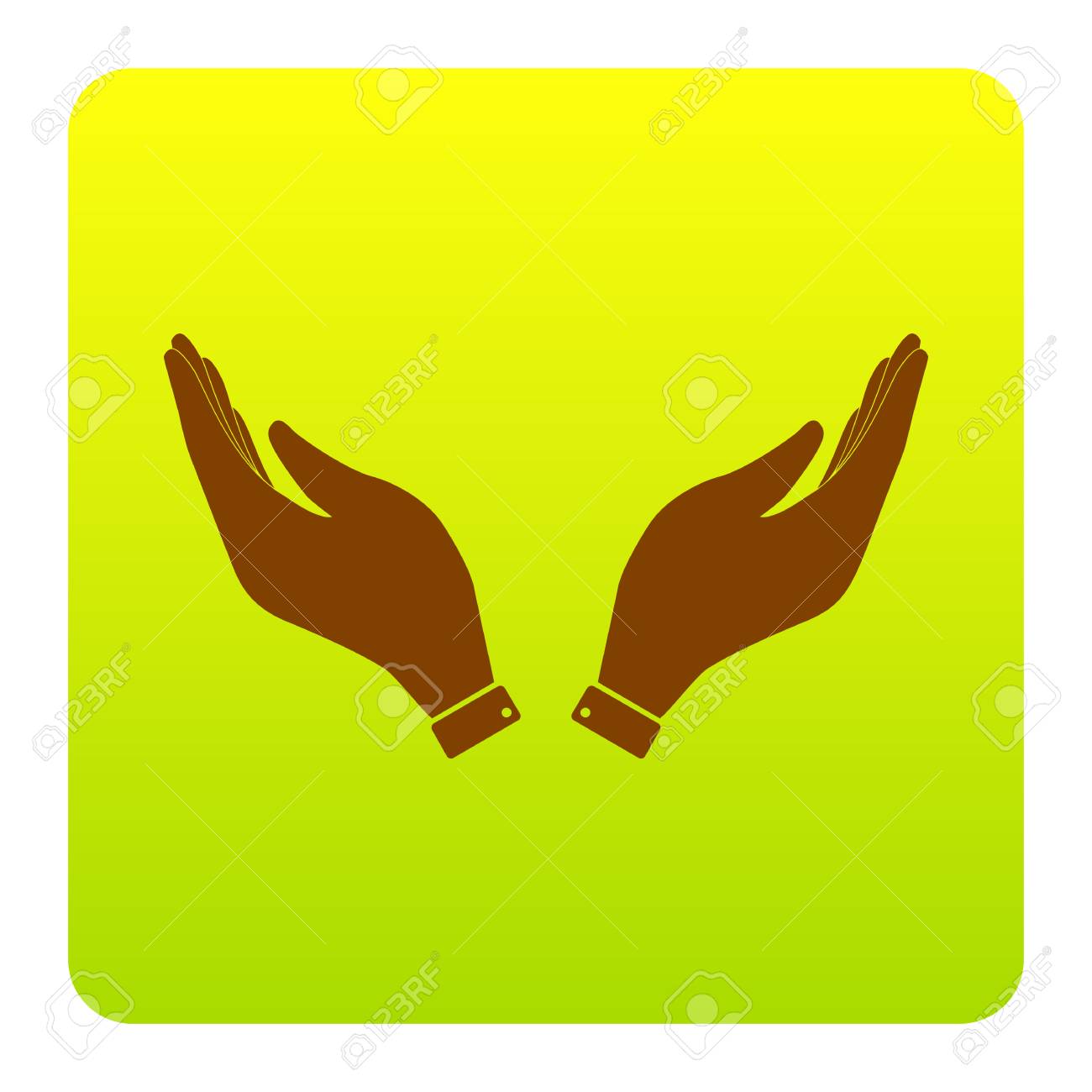 Ilustracao Do Icone Da Mao Simbolo De Oracao Vetor Icone Castanho No Quadrado Gradiente Verde Amarelo Com Cantos Arredondados No Fundo Branco Isolado Ilustraciones Vectoriales Clip Art Vectorizado Libre De Derechos Image 73342286