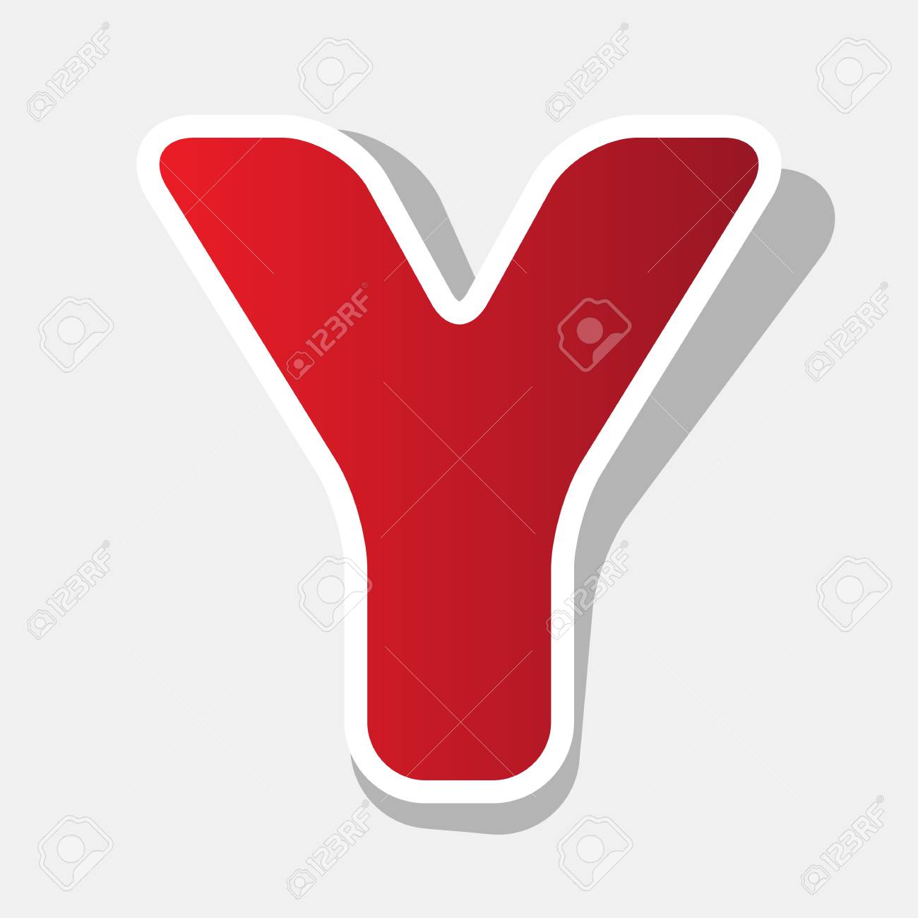 手紙 Y サインはデザイン テンプレートの要素です ベクトル 新年赤みを帯びた明るい灰色の背景に外ストロークと灰色の影とアイコン のイラスト素材 ベクタ Image