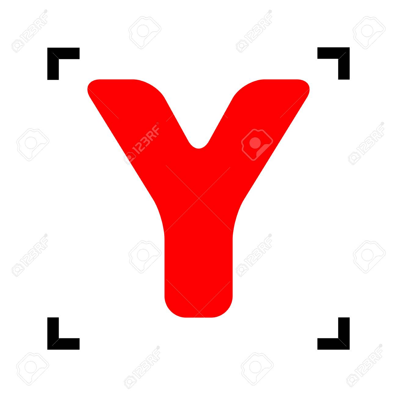 手紙 Y サインはデザイン テンプレートの要素です ベクトル 内側の白い背景に黒のフォーカス角赤いアイコン分離されました のイラスト素材 ベクタ Image