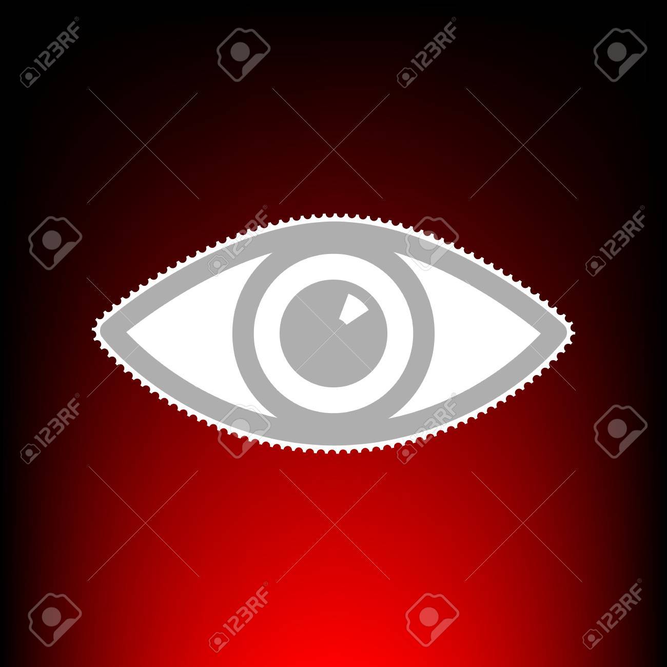 目の印のイラスト 切手や赤黒のグラデーションの背景に古い写真のスタイル のイラスト素材 ベクタ Image