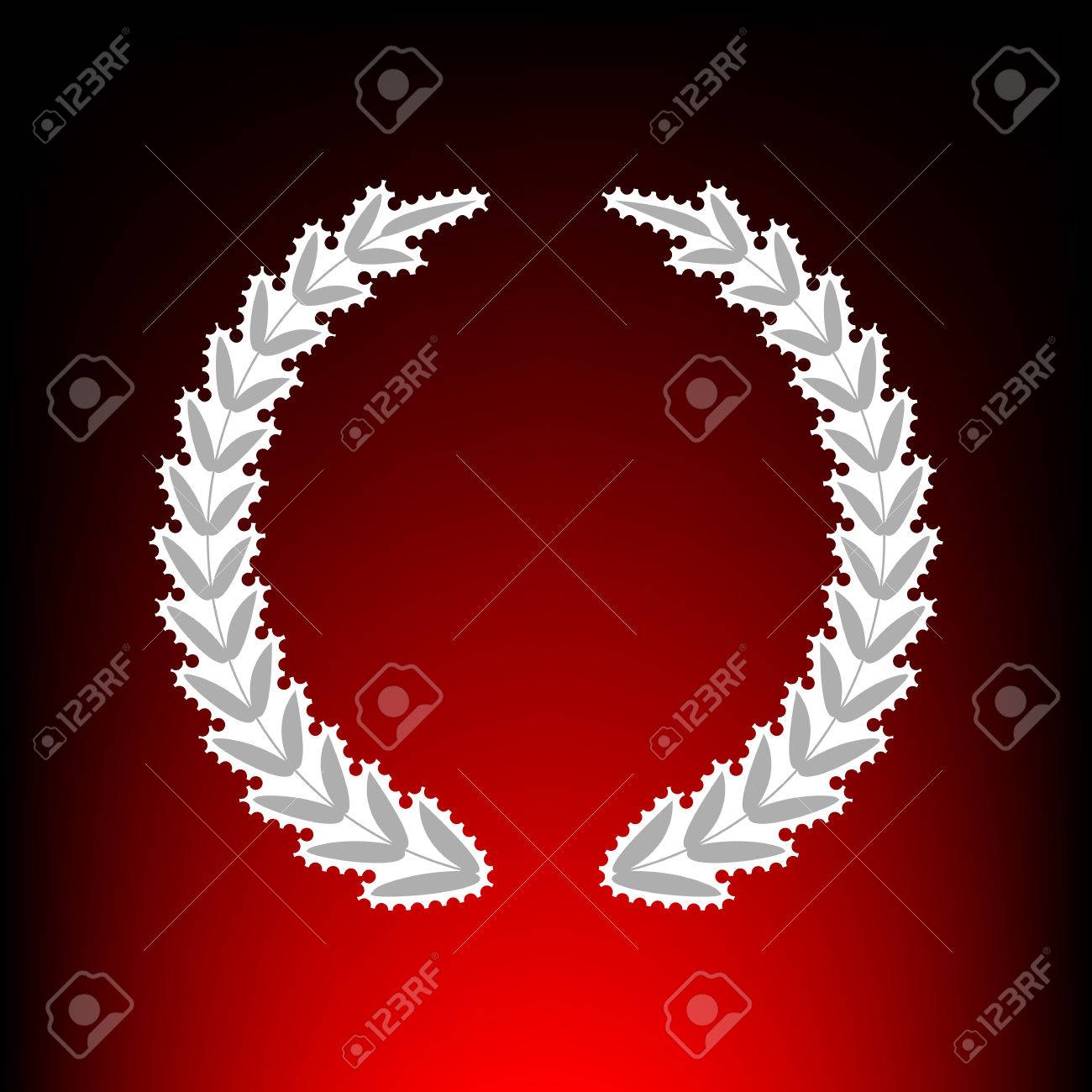 月桂冠の標識です 切手や赤黒のグラデーションの背景に古い写真のスタイル のイラスト素材 ベクタ Image