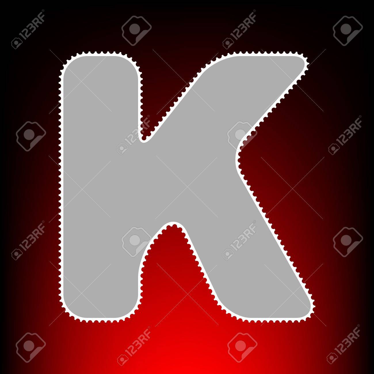 手紙 K サインはデザイン テンプレートの要素です 切手や赤黒のグラデーションの背景に古い写真のスタイル のイラスト素材 ベクタ Image
