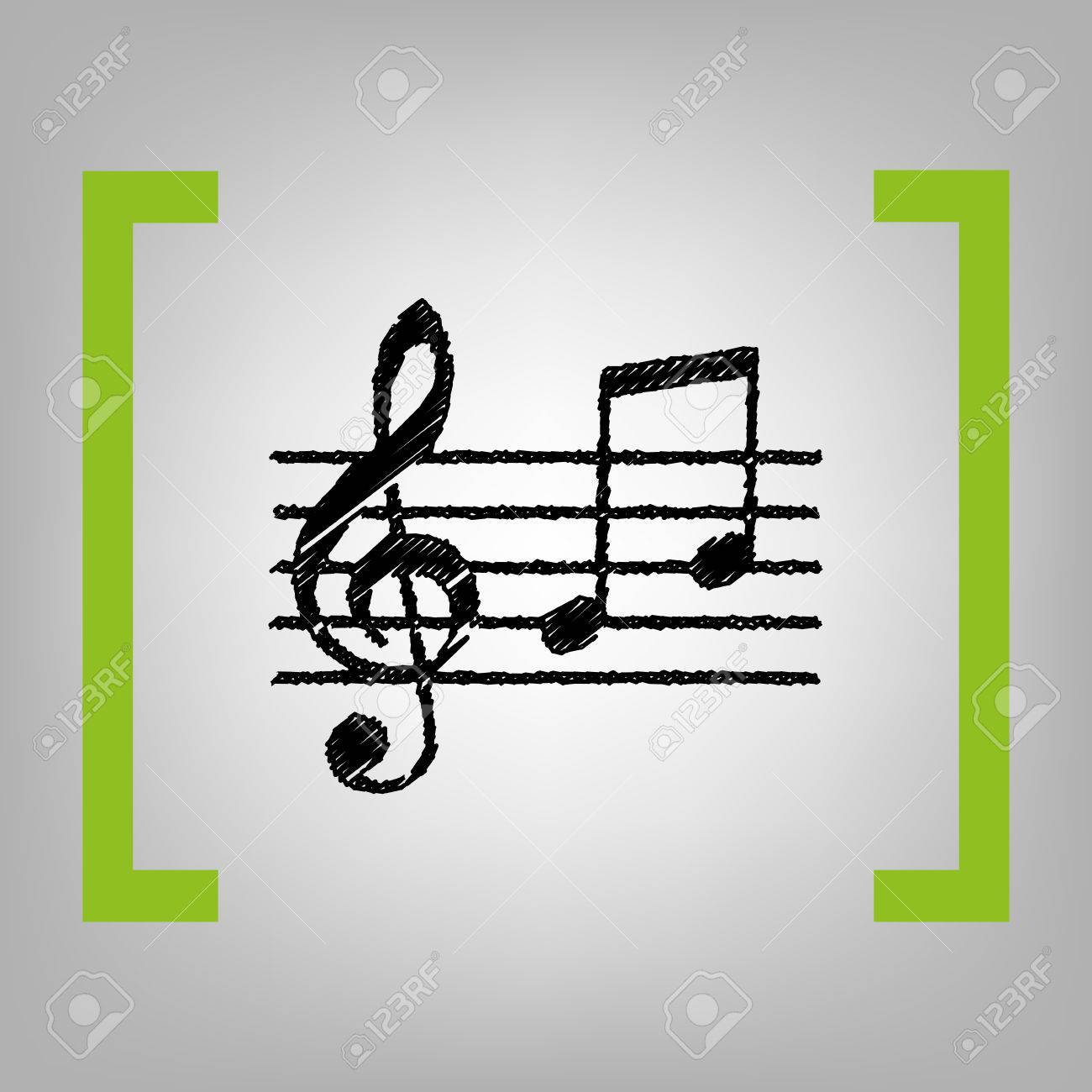 music violin clef sign g clef and notes g h vector black