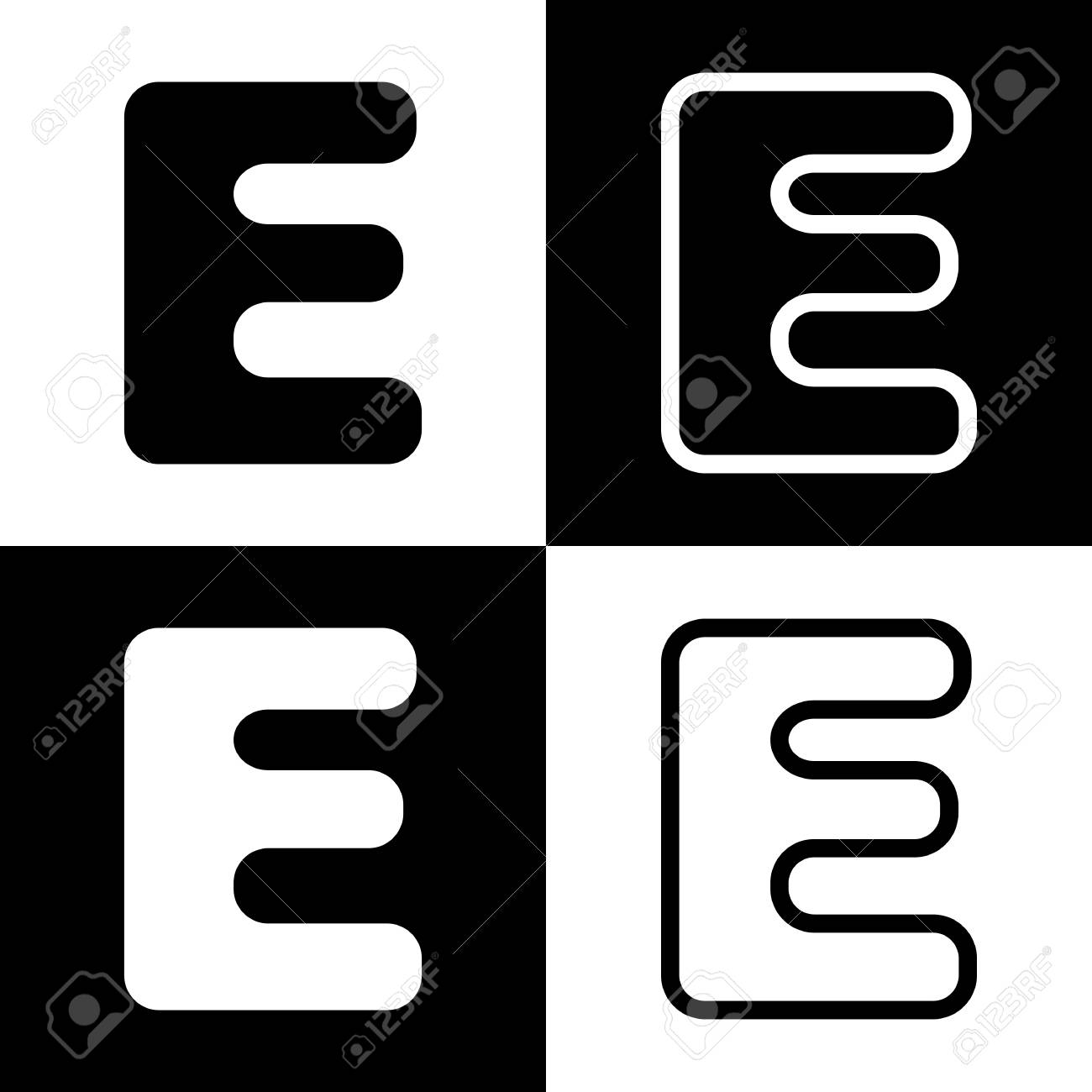 letter e sign design template element vector black and white letter e template