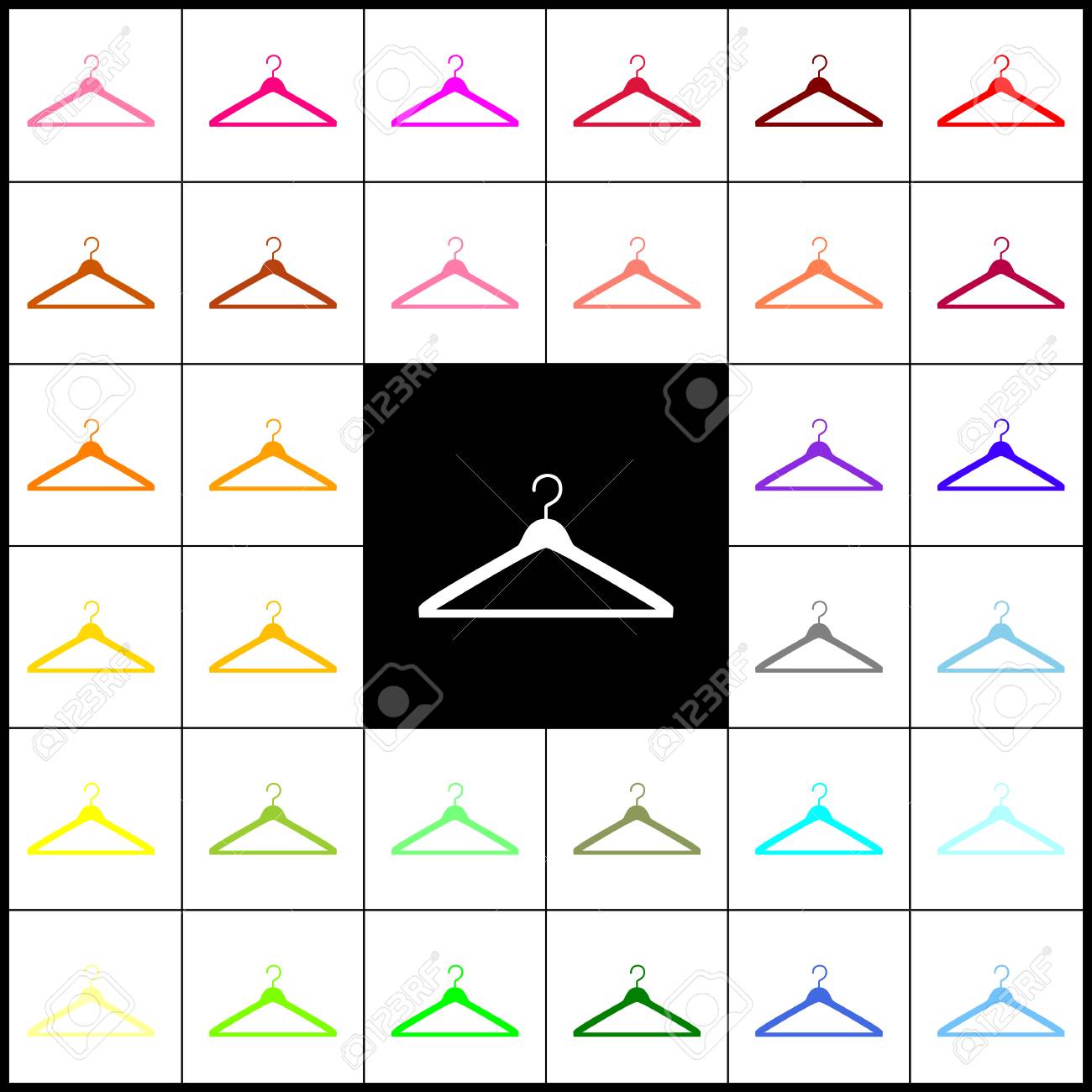 ハンガー サイン イラスト ベクトル フェルト ペン 33 白と黒の背景にカラフルなアイコン カラフル のイラスト素材 ベクタ Image