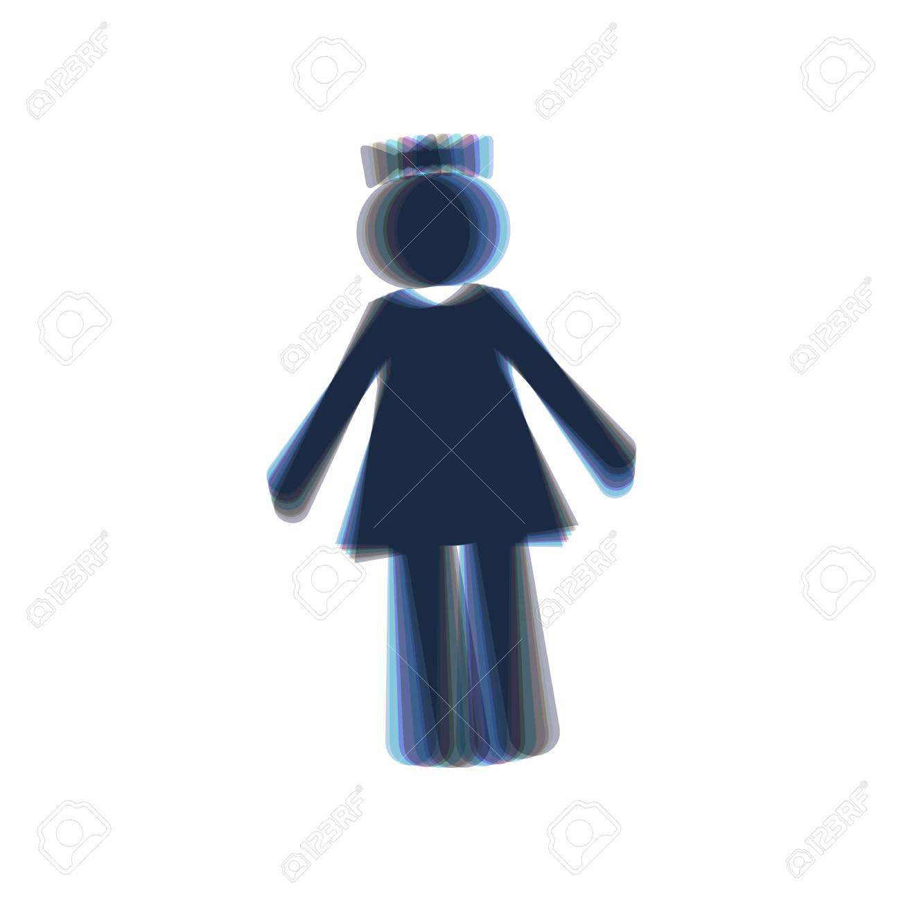 女の子のサイン イラスト ベクトル カラフルなアイコンが白い背景で縦軸に揺れ 分離されました のイラスト素材 ベクタ Image