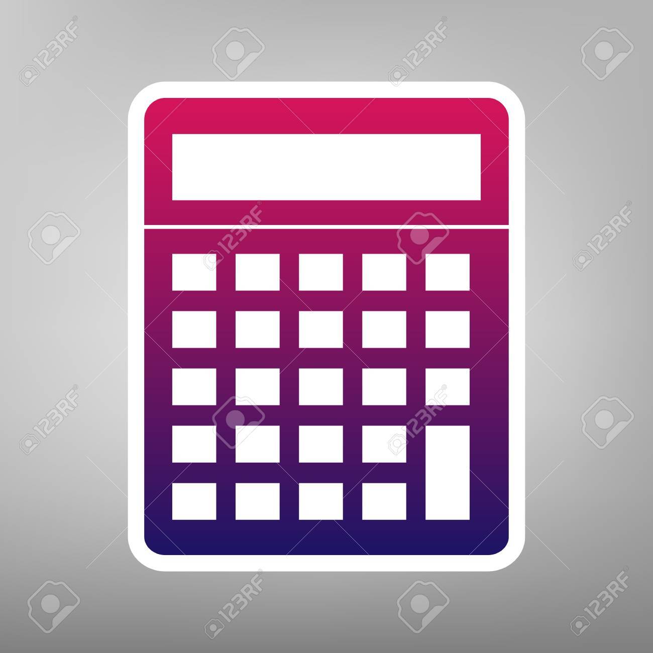 電卓簡単な印 ベクトル 灰色の背景に白い紙の上の紫のグラデーション アイコン のイラスト素材 ベクタ Image