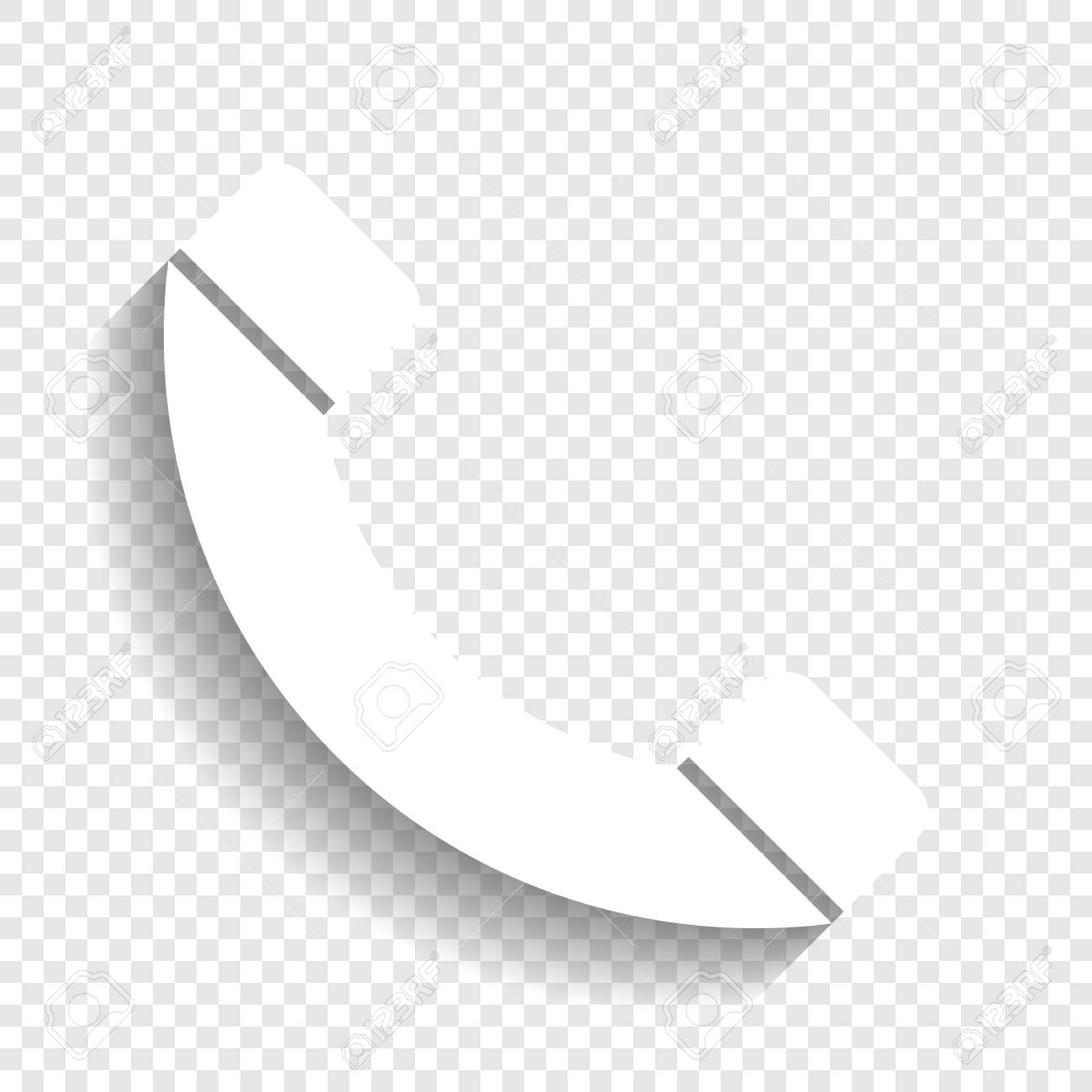 電話記号図 ベクトル 透明な背景にソフト シャドウのついた白いアイコン のイラスト素材 ベクタ Image