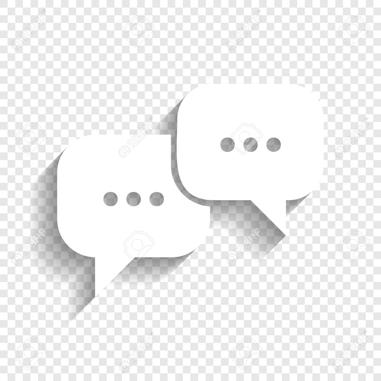 Speech Bubbles Sign Vector White Icon With Soft Shadow On Transparent Royalty Free Cliparts Vectors And Stock Illustration Image