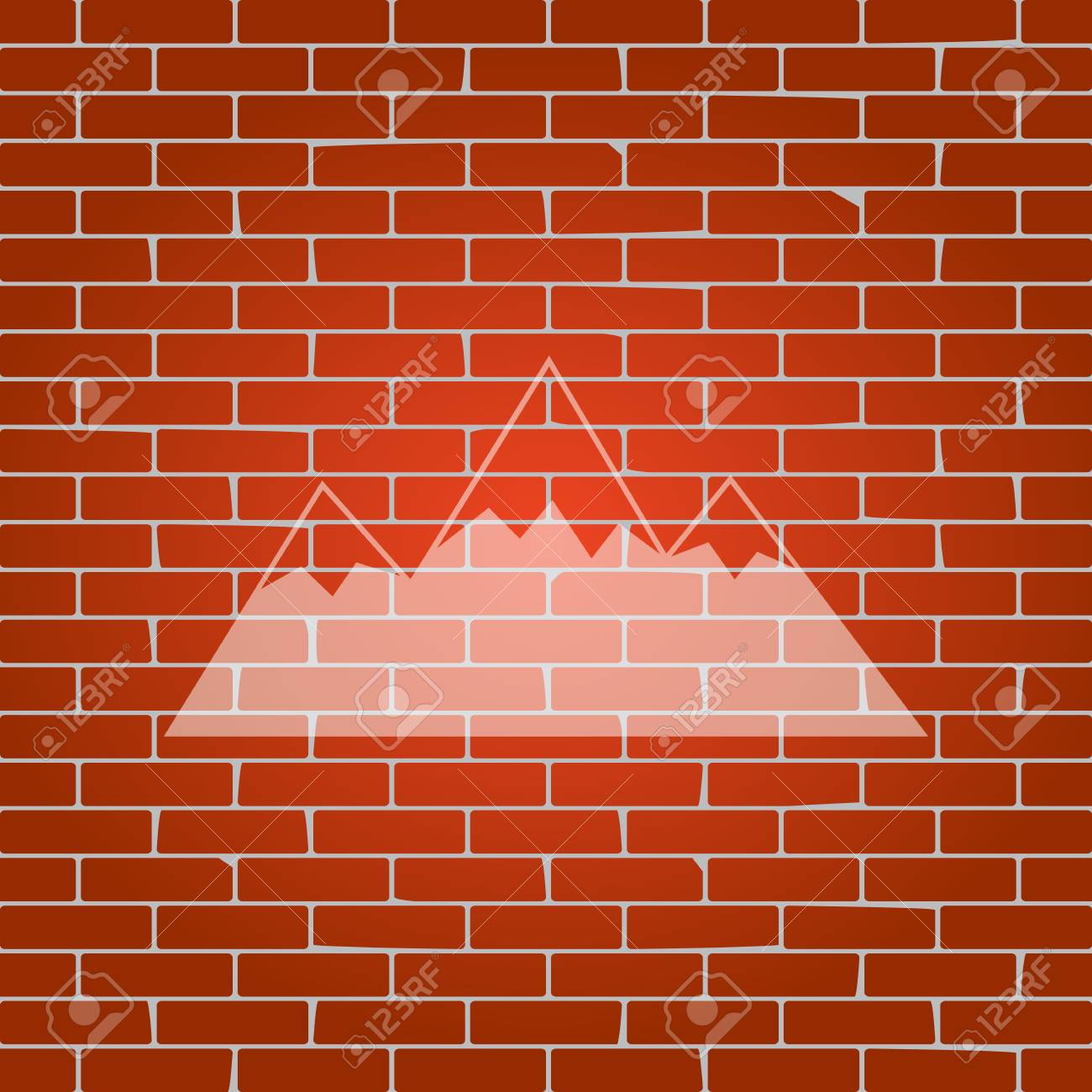 山サイン イラスト ベクトル 白っぽいアイコンを背景としてレンガの壁 のイラスト素材 ベクタ Image