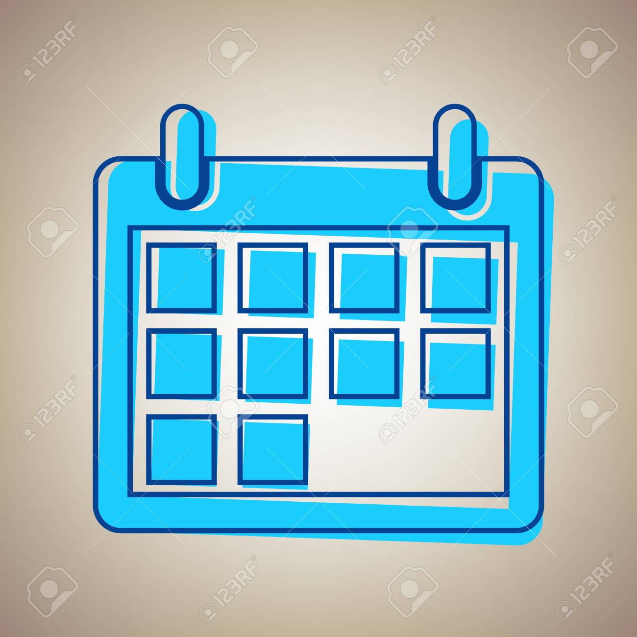 Calendar Sign Illustration. Vector. Sky Blue Icon With Defected Blue  Contour On Beige Background. Royalty Free Svg, Cliparts, Vectors, And Stock  Illustration. Image 85318741.