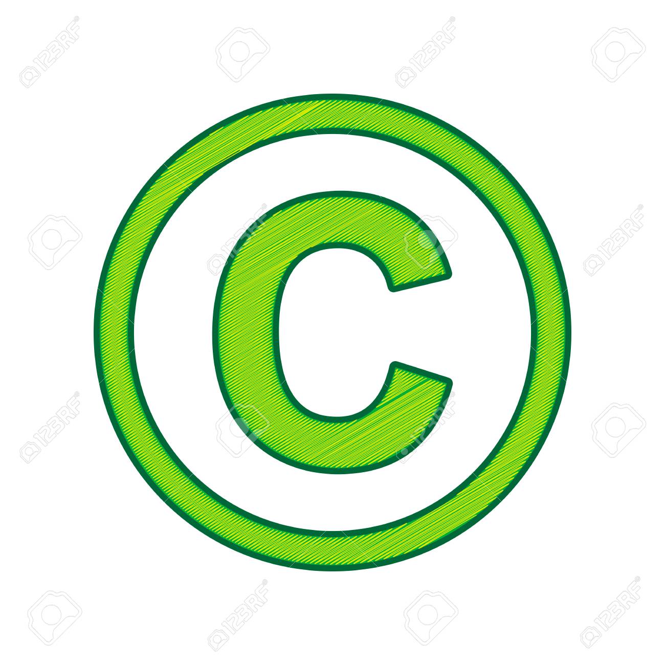 著作権サインイラスト ベクトル 白い背景にレモン落書きアイコン 分離 のイラスト素材 ベクタ Image