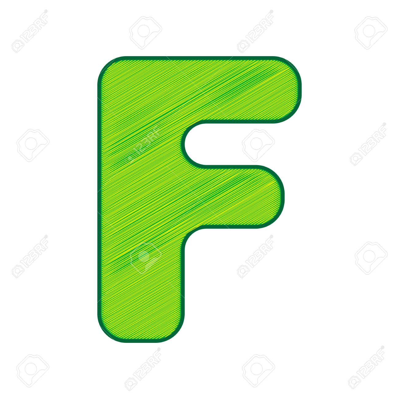 letter f sign design template element in lemon scribble icon