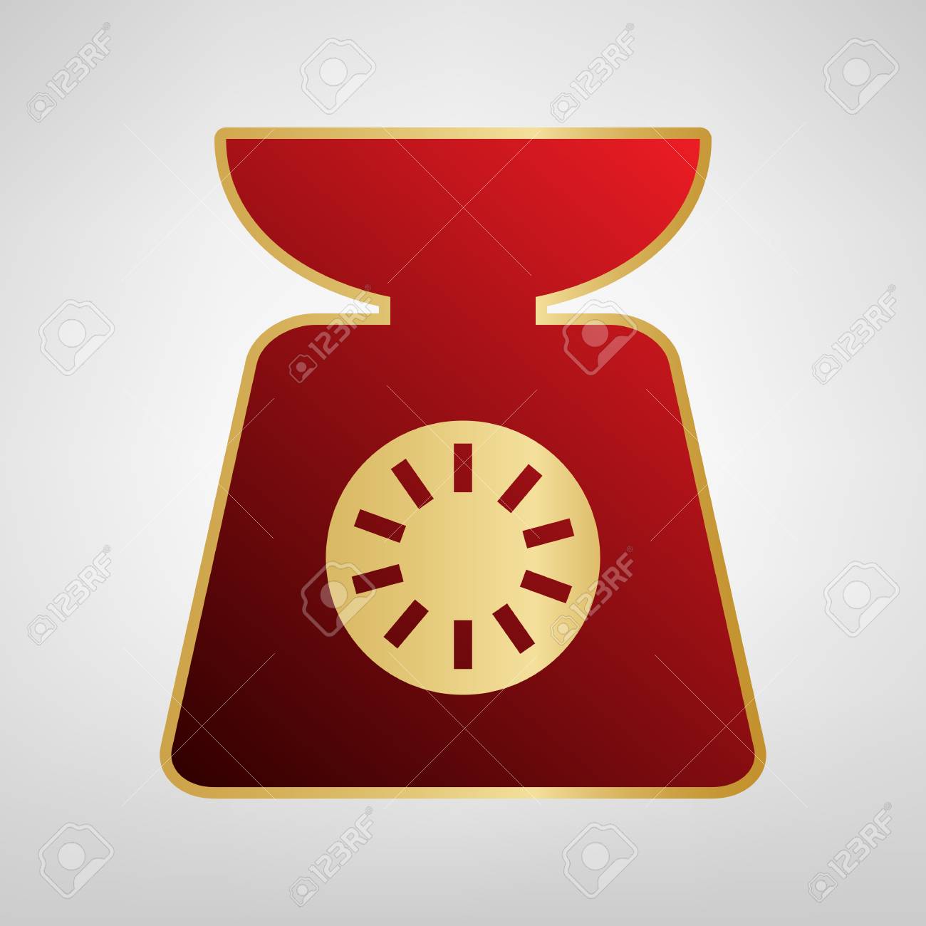 Signe De Balances De Cuisine Vecteur Icône Rouge Sur Lautocollant Dor Au Fond Gris Clair