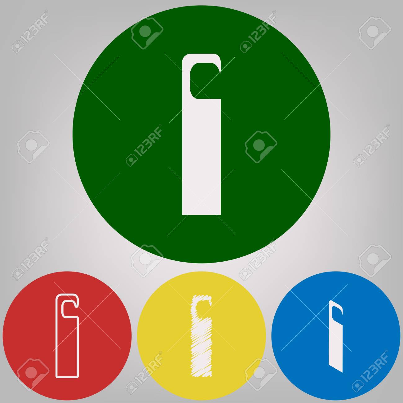 ホテルドアハンガータグサイン。ベクトル。明るい灰色の背景に4色の円